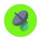 colored satellite dish in green badge icon. Element of science and laboratory for mobile concept and web apps. Detailed satellite