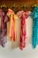 Colored scarves on antique hanger