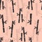 Colored seamless pattern: dark gray bamboo on pink background. Vector