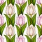 Colored Seamless Pattern with Tulips, Floral Motifs