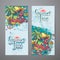 A colored set of vertical banners with summer doodles