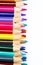 Colored sharpener pencils. Macro shot of many color pencils.