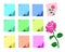 Colored sheets of paper and a rose Isolated