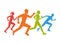 Colored silhouettes of runners. Flat figures marathoner.