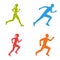 Colored silhouettes of runners. Flat figures marathoner.