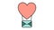 Colored simple icon in flat style of a beautiful balloon heart with an envelope for the holiday of love on Valentine`s Day