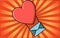 Colored simple icon in flat style of a beautiful balloon heart with an envelope for the holiday of love on Valentine`s Day