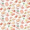 Colored Sketch Poultry Meat Seamless Pattern