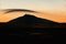 Colored sky before sunrise by the highest mountain of the Czech Republic, Snezka, in Giant Mountains, Krkonose National Park,