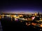 Colored skyline of the city of Kiel at night