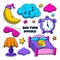 Colored Sleeping bedtime doodle illustration
