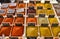 Colored spices at the market