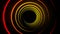 Colored spiral lines on black background. Animation. Abstract hypnotic lines glow and spin in black space. Bright lines