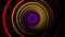 Colored spiral lines on black background. Animation. Abstract hypnotic lines glow and spin in black space. Bright lines