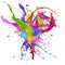 Colored splashes in abstract shape