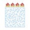 A colored square labyrinth with an entrance and an exit. Difficulty level. Lovely toon. Simple flat vector illustration isolated o