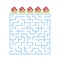 A colored square labyrinth with an entrance and an exit. Difficulty level. Lovely toon. Simple flat vector illustration isolated o