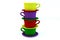 Colored stacked coffee frosted cups