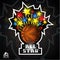 Colored stars fly out from basketball ball. Sport logo for all star game