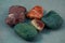 Colored stones close up image. Abstract background or natural landscape of mineral elements