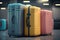 Colored suitcases at the airport. AI generative
