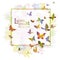 Colored summer banner with flock of butterflies. Colorful silhouettes of flying butterflies.