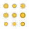 Colored suns icons vector set
