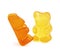 Colored sweet jelly marmalade teddy bears isolated on white background. Gummy bears