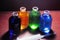 Colored tiny potion bottles for chemistry and biology experiment.(vaccine study