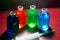 Colored tiny potion bottles for chemistry and biology experiment.(vaccine study