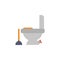 colored toilet bowl and plunger illustration. Element of construction tools for mobile concept and web apps. Detailed toilet bowl