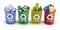 Colored trash bins for recycle paper, plastic, glass and metal i