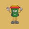 Colored trash can character logo icon