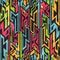 Colored tribal graffiti seamless pattern