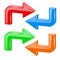 Colored turning arrows. Web 3d shiny icons