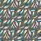 Colored turquoise yellow cute feathers seamless pattern on a gray background. Textural watercolor digital art. Print for fabrics,