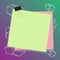 Colored two paper notes stuck by a black binder clip on colorful background. Empty reminder memo attached by office