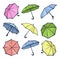 Colored umbrellas collection.