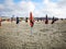 Colored umbrellas in Deauville beach, Normandie, France