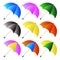 Colored umbrellas set