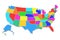 Colored United States of America map, 3D rendering