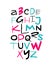 Colored uppercase letters drawn by hand. Lettering. Fashionable modern funny children\\\'s playful font. Latin alphabet