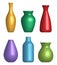 Colored vase. Realistic geometric containers for flowers interior modern decoration objects decent vector vase