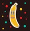 Colored Vector illustartion of crazy banana for posters in Cartoon Flat design. Hand drawn Abstract shape, face