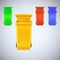 Colored waste bins with the lid open