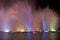 Colored water artificial evening lighting fountain water