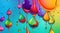 colored water drops on colored background, colorful abstract banner, full hd abstract water drops, bubbles on background