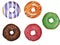 Colored watercolor donuts.