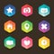 Colored web hexagon icon set with shadows