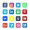 Colored Web and mobile application icons and social media icons